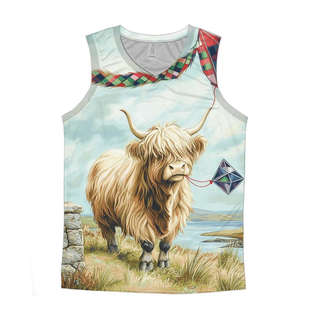 Highland Cow And The Tartan Kite Tail personalized athletic tanks