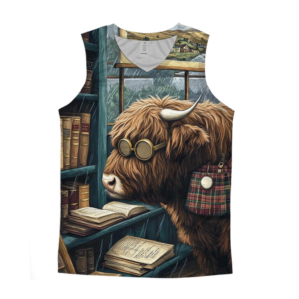 Highland Cow Bookshop Shelf Explorer casual summer tank tops