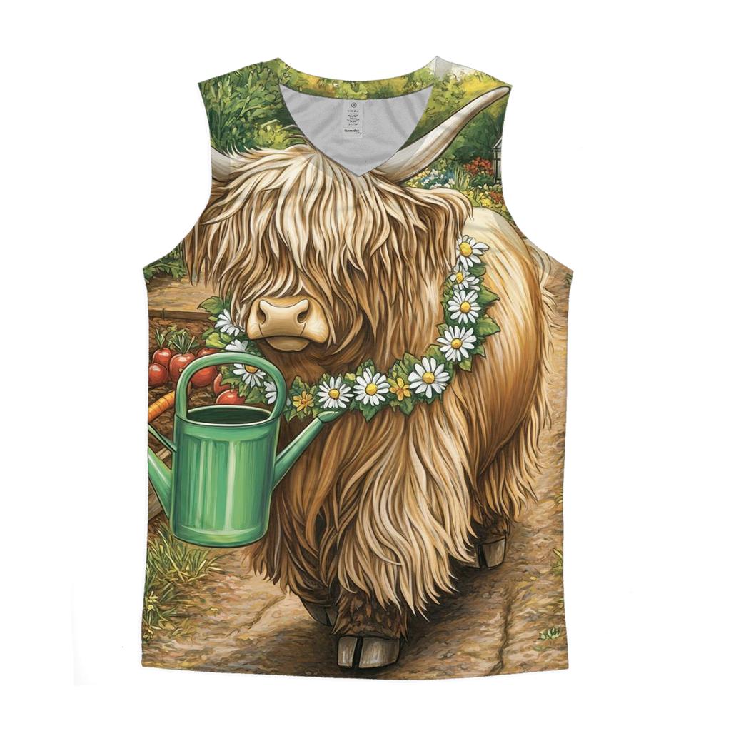 Highland Cow Garden Watering Can Parade trendy fitted tank tops