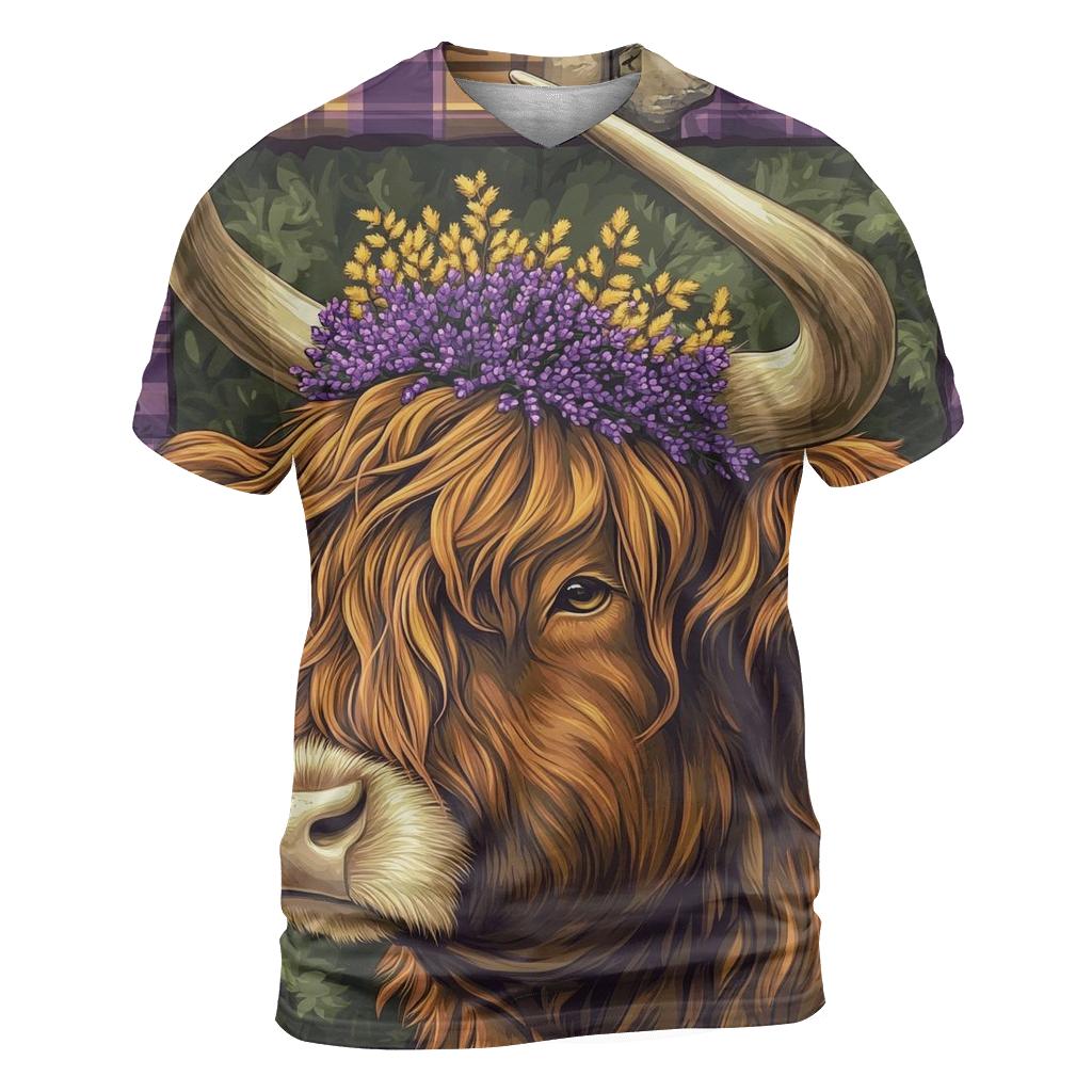 Heather Crown Highland Cow Portrait personalized full print shirts