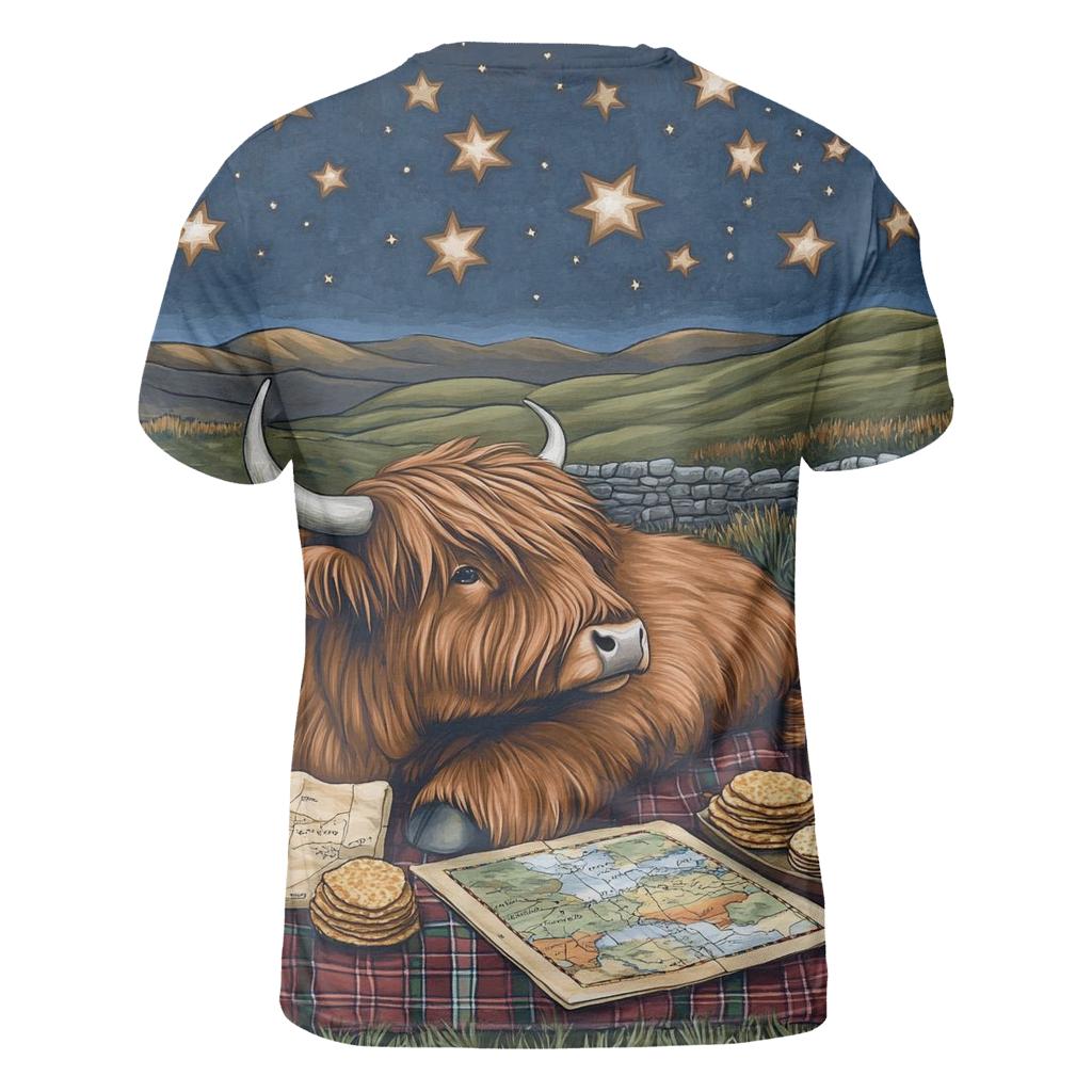 Stargazing Picnic, Highland Cow Style custom all-over print shirts