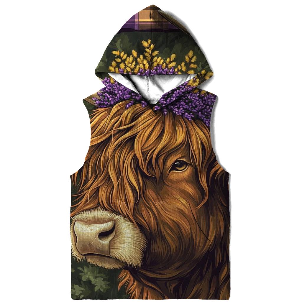 Heather Crown Highland Cow Portrait lightweight hoodies