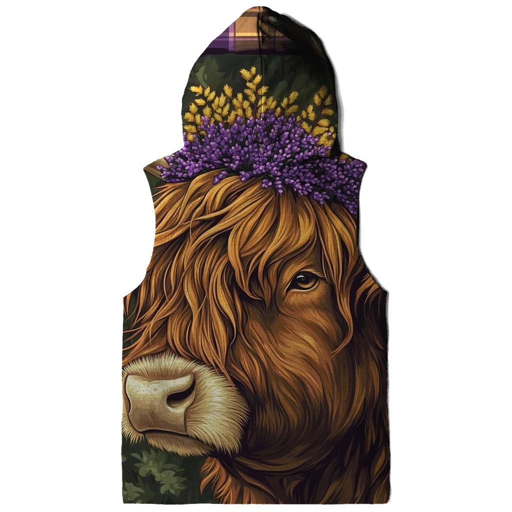 Heather Crown Highland Cow Portrait lightweight hoodies