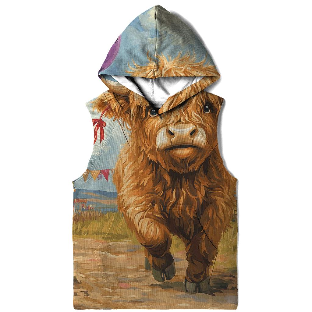 Highland Cow And The Floating Thistle Balloons zip-up hoodies