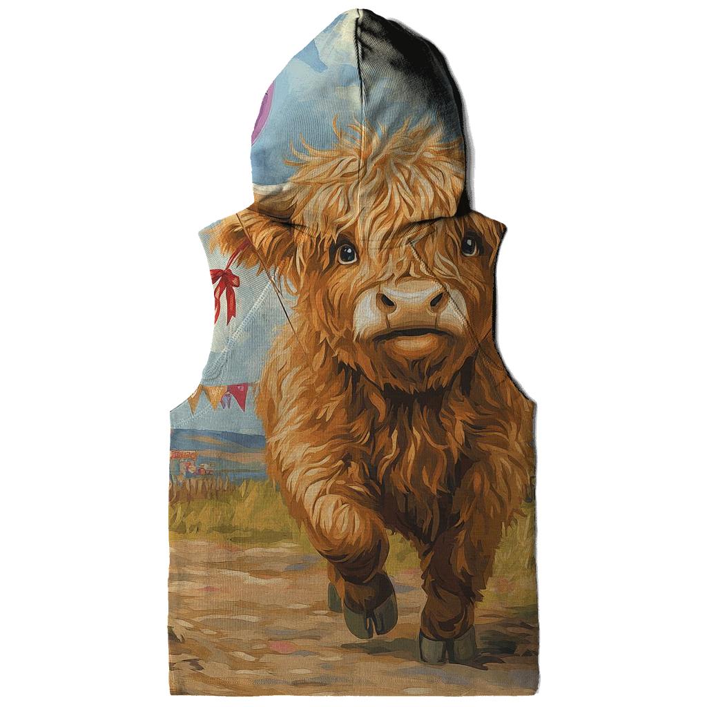 Highland Cow And The Floating Thistle Balloons zip-up hoodies