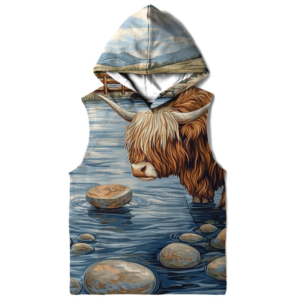 Highland Cow River Stone Skipping hoodie styles