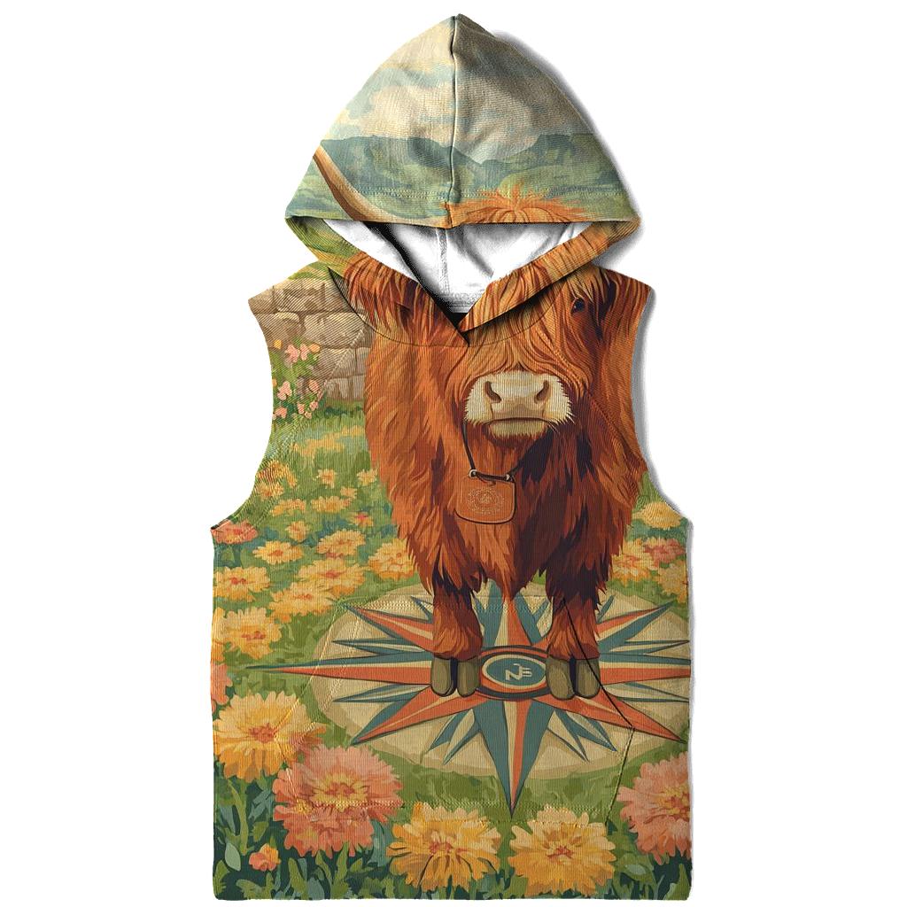 Highland Cow Compass Rose Meadow embroidered hoodies