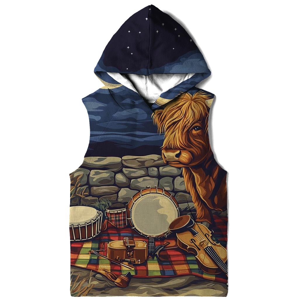 Highland Cow Music Session By The Stone Wall lightweight hoodies