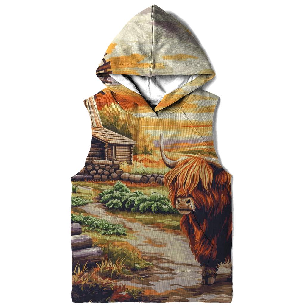 Highland Cow Windmill Croft Evening hoodies fashion