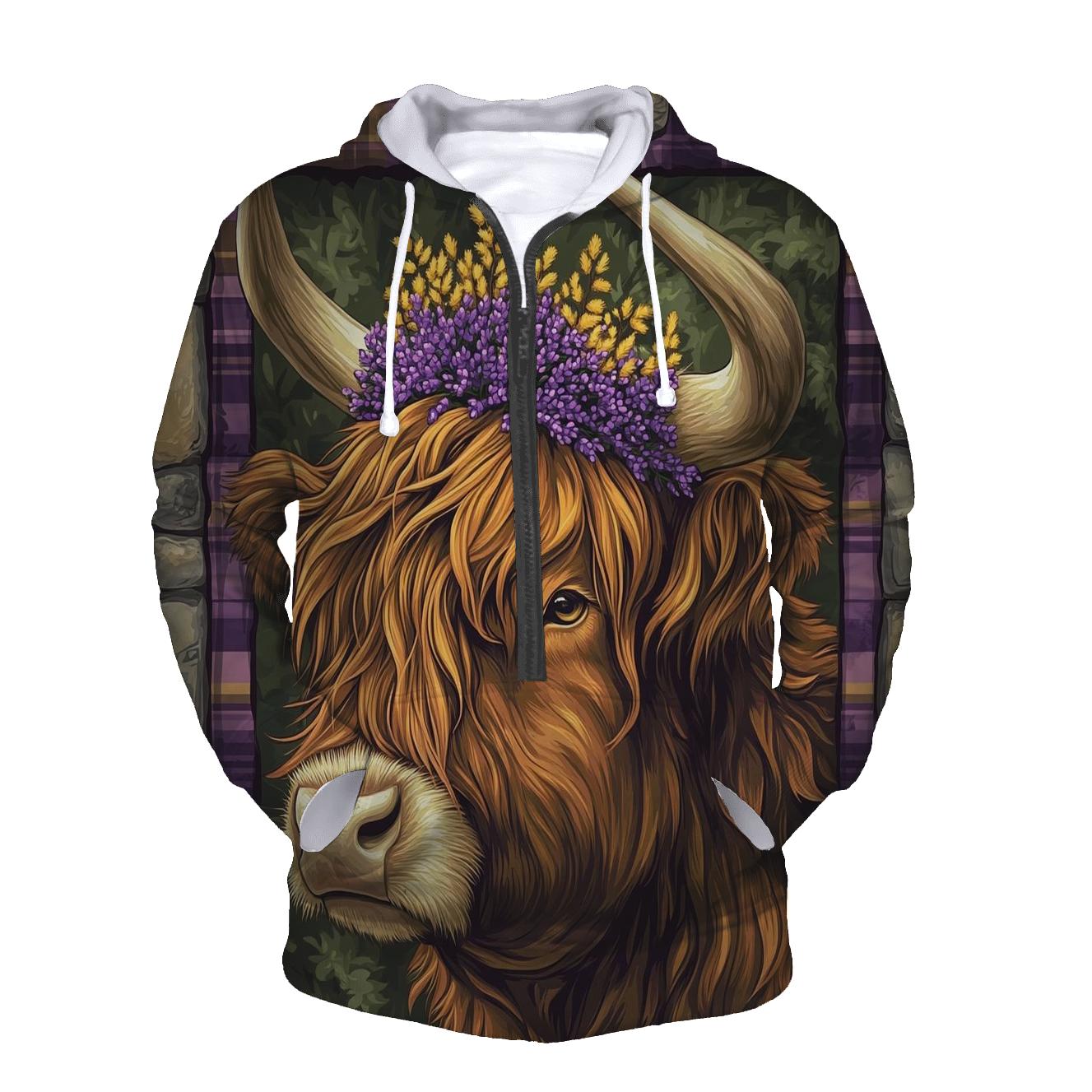 Heather Crown Highland Cow Portrait hoodie designs