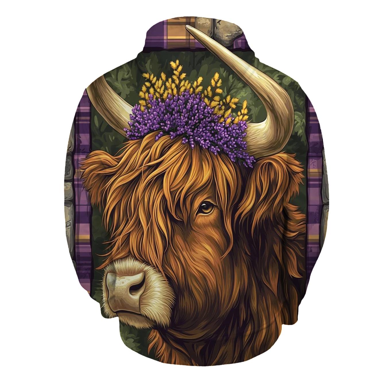 Heather Crown Highland Cow Portrait hoodie designs