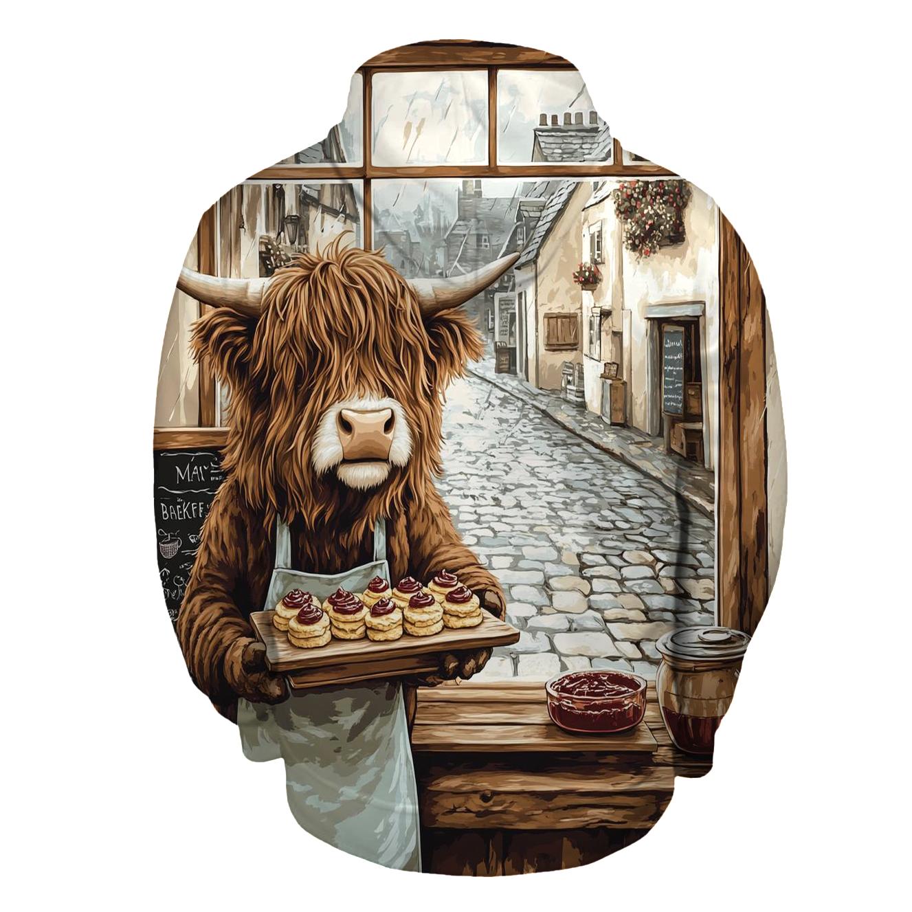 Highland Cow Bakery Window Helper embroidered hoodies