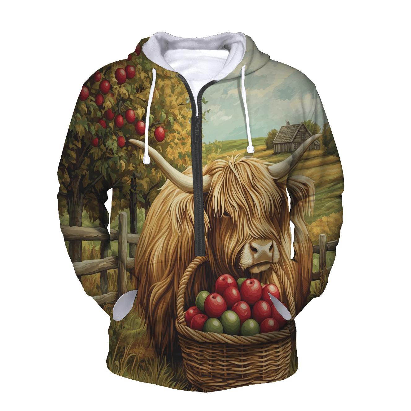 Highland Cow Orchard With Apple Basket designer hoodies