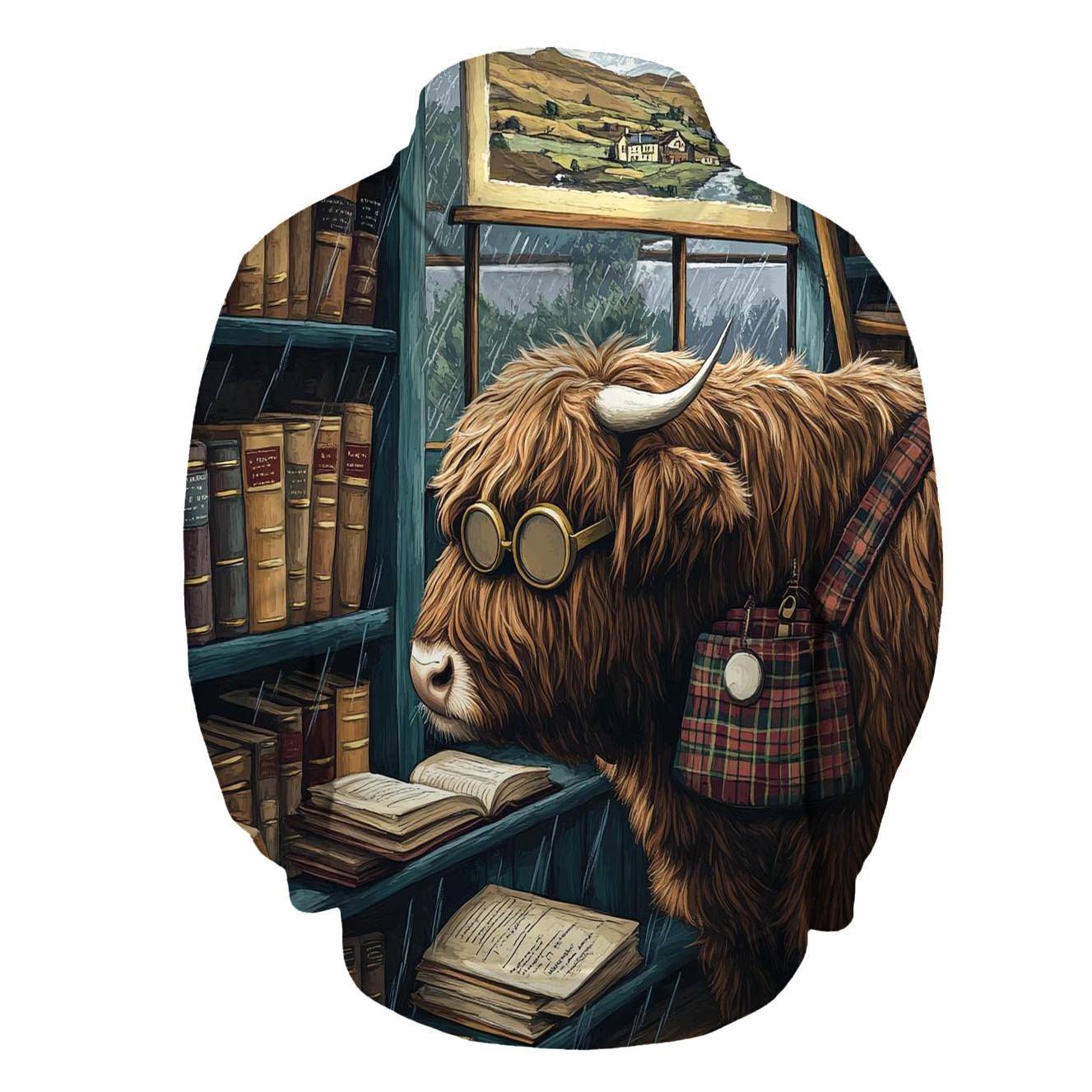 Highland Cow Bookshop Shelf Explorer graphic hoodies