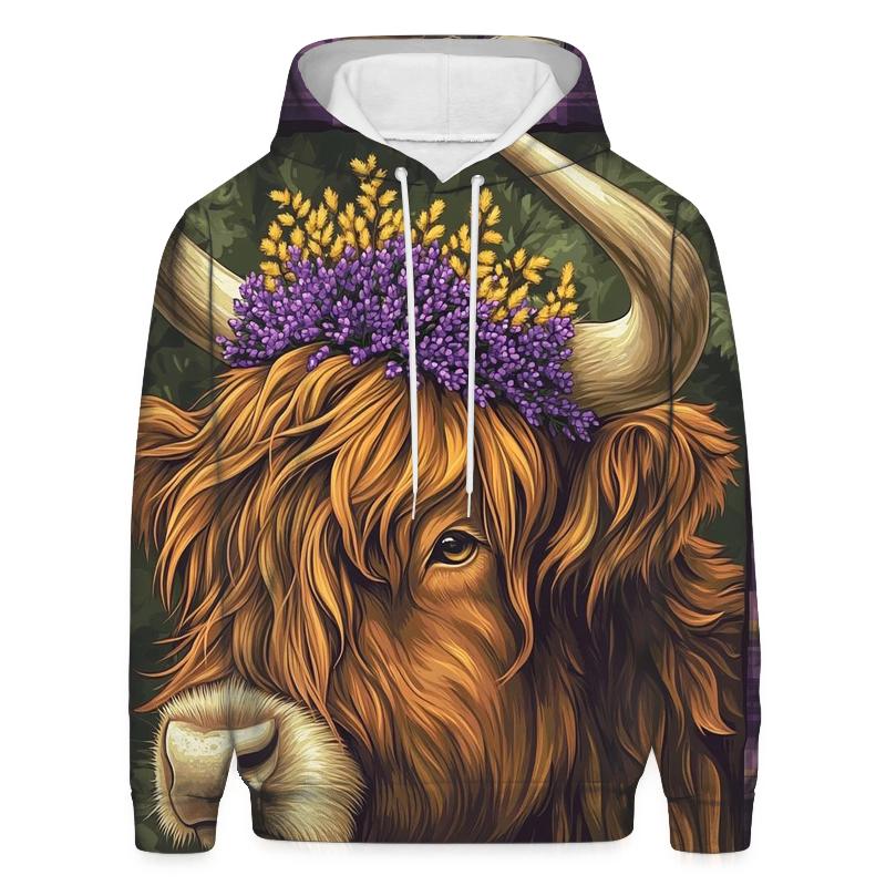 Heather Crown Highland Cow Portrait hoodie styles