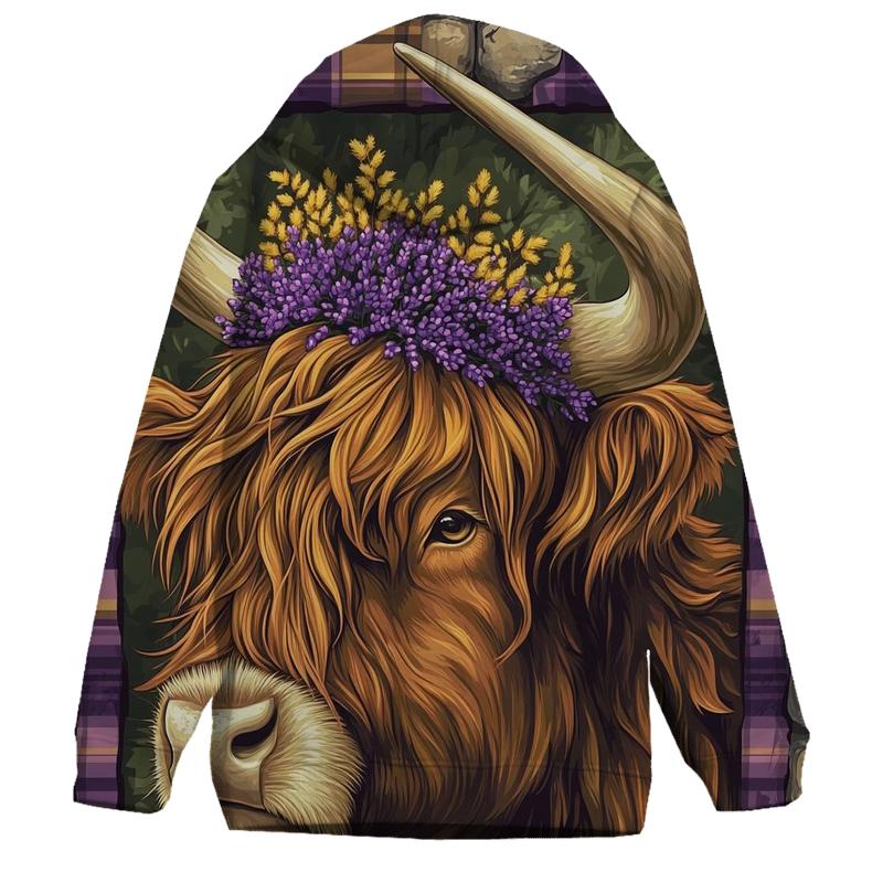 Heather Crown Highland Cow Portrait hoodie styles