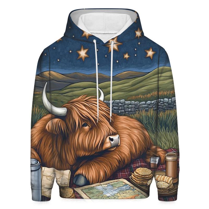 Stargazing Picnic, Highland Cow Style hoodie trends
