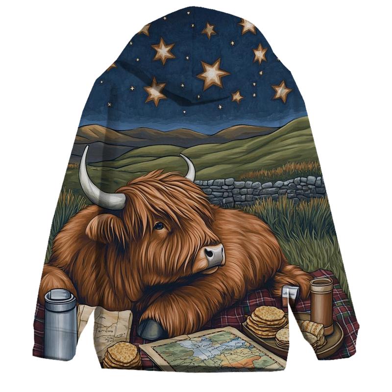 Stargazing Picnic, Highland Cow Style hoodie trends
