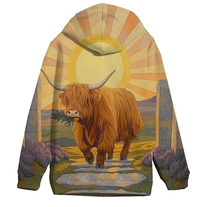 Highland Cow In The Standing Stones Sunrise hoodie trends
