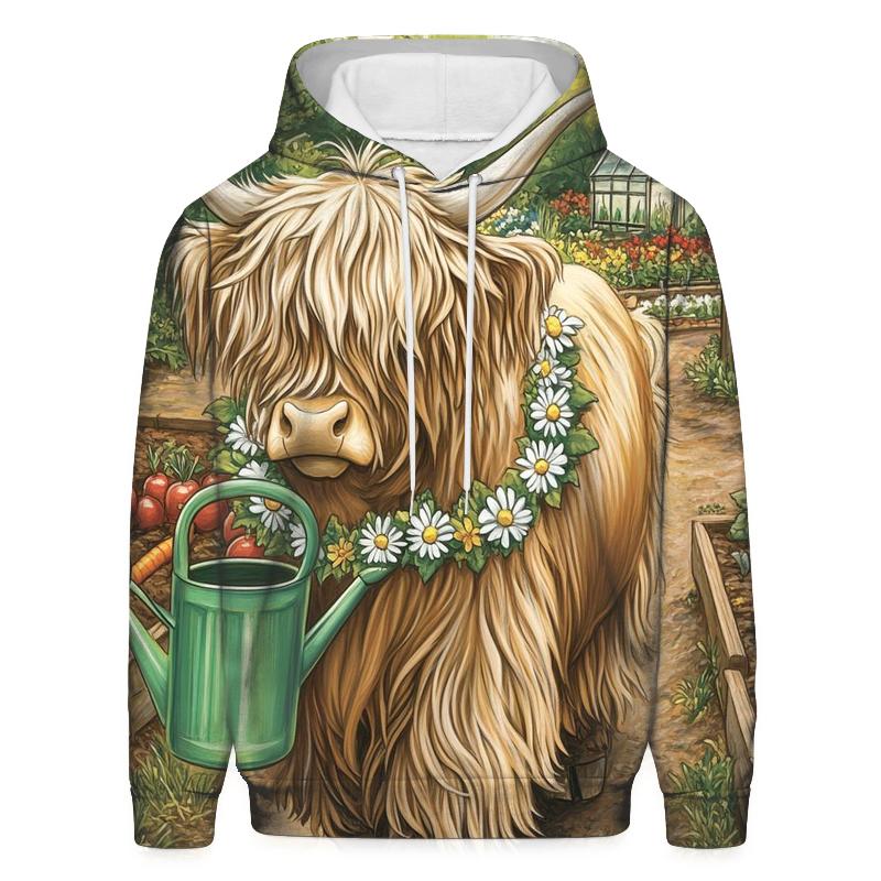 Highland Cow Garden Watering Can Parade designer hoodies