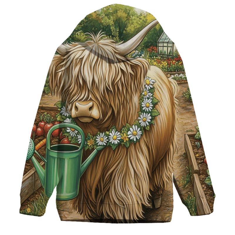 Highland Cow Garden Watering Can Parade designer hoodies