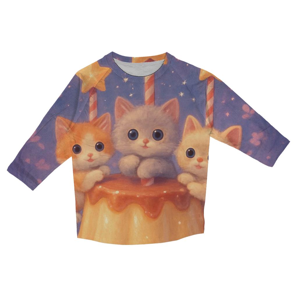 Moonlit Pudding Kitty Carousel trendy 3/4 sleeve tops
