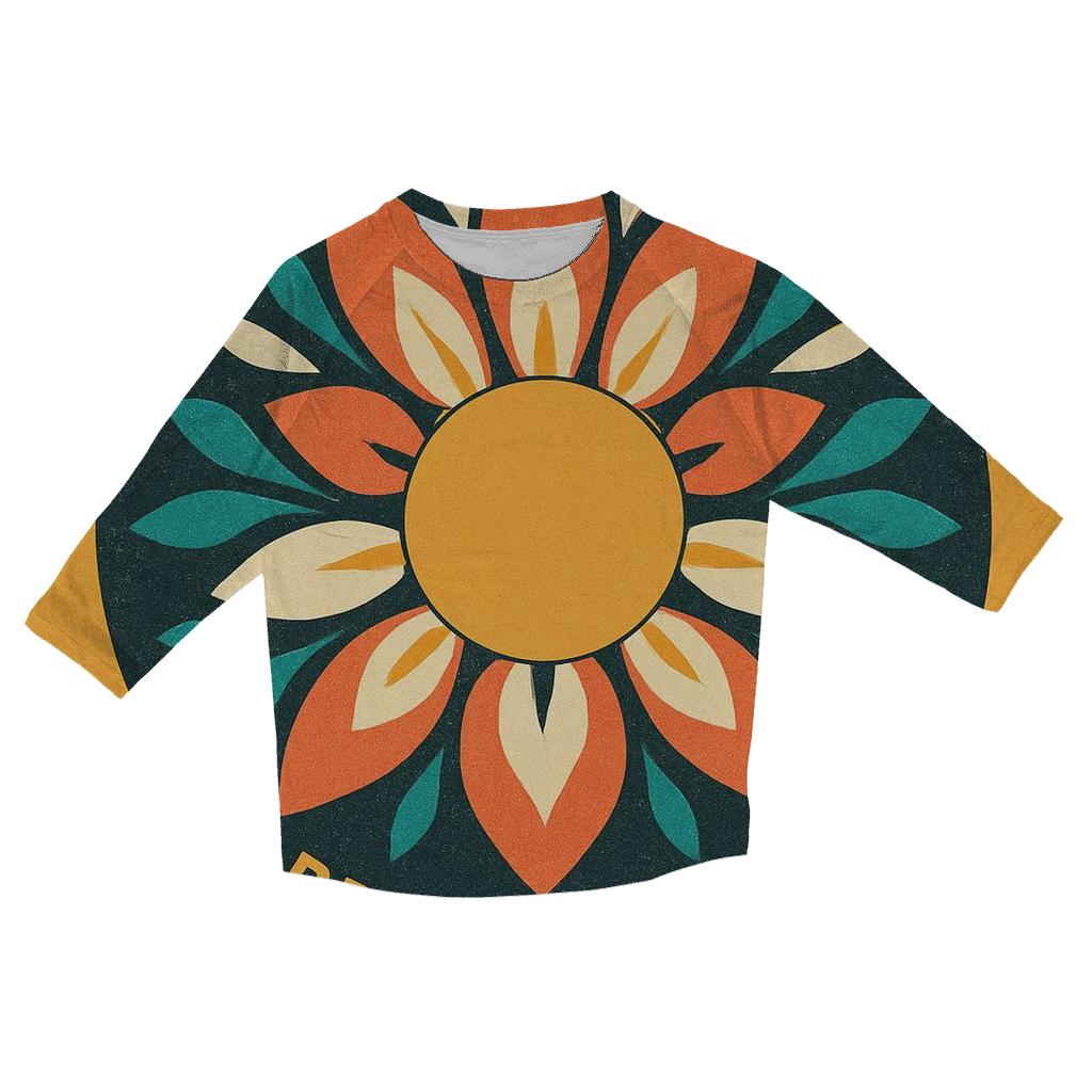 Solar Flora Collage Emblem designer 3/4 sleeve blouses