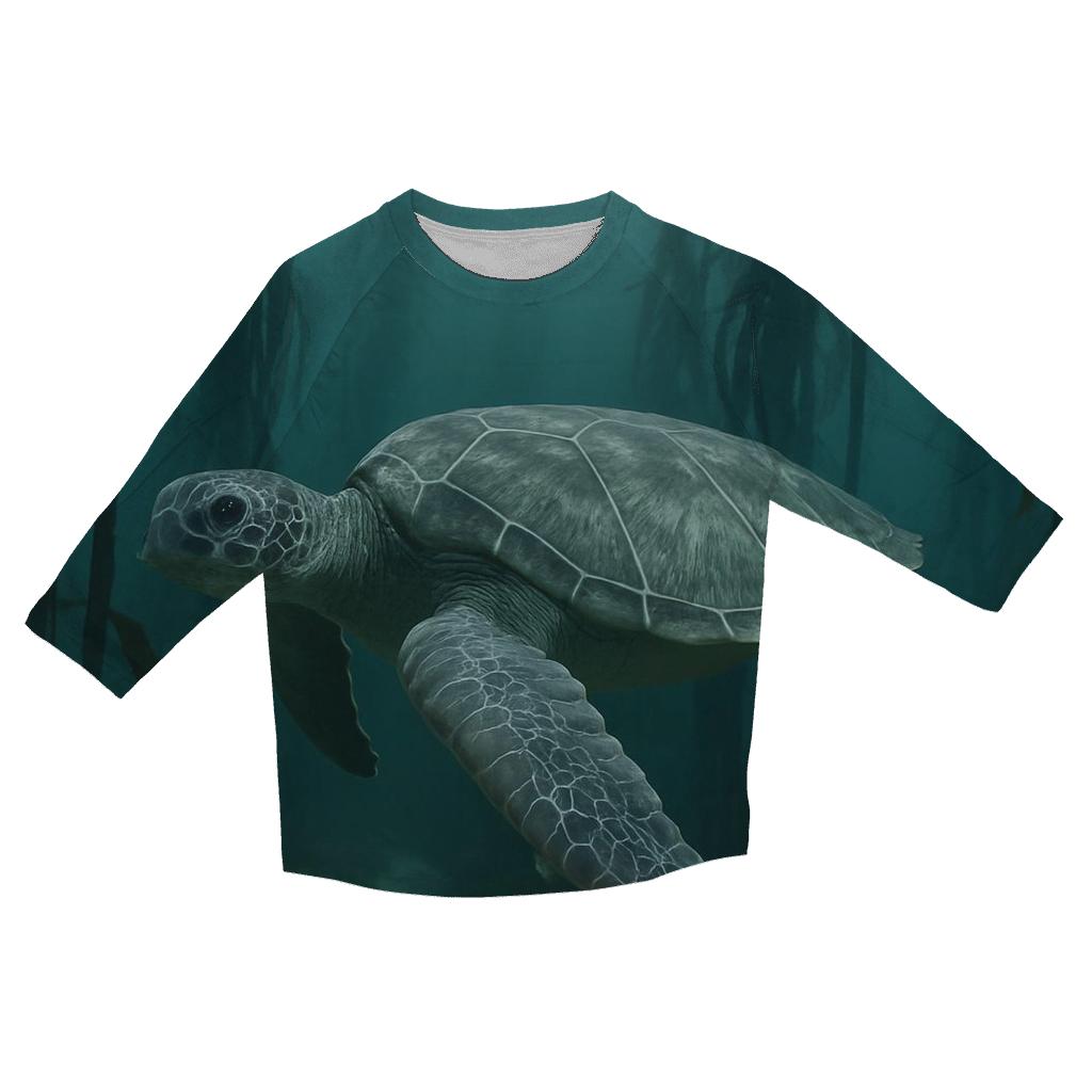 Kelp Forest Transit Green Sea Turtle cotton quarter sleeve shirts