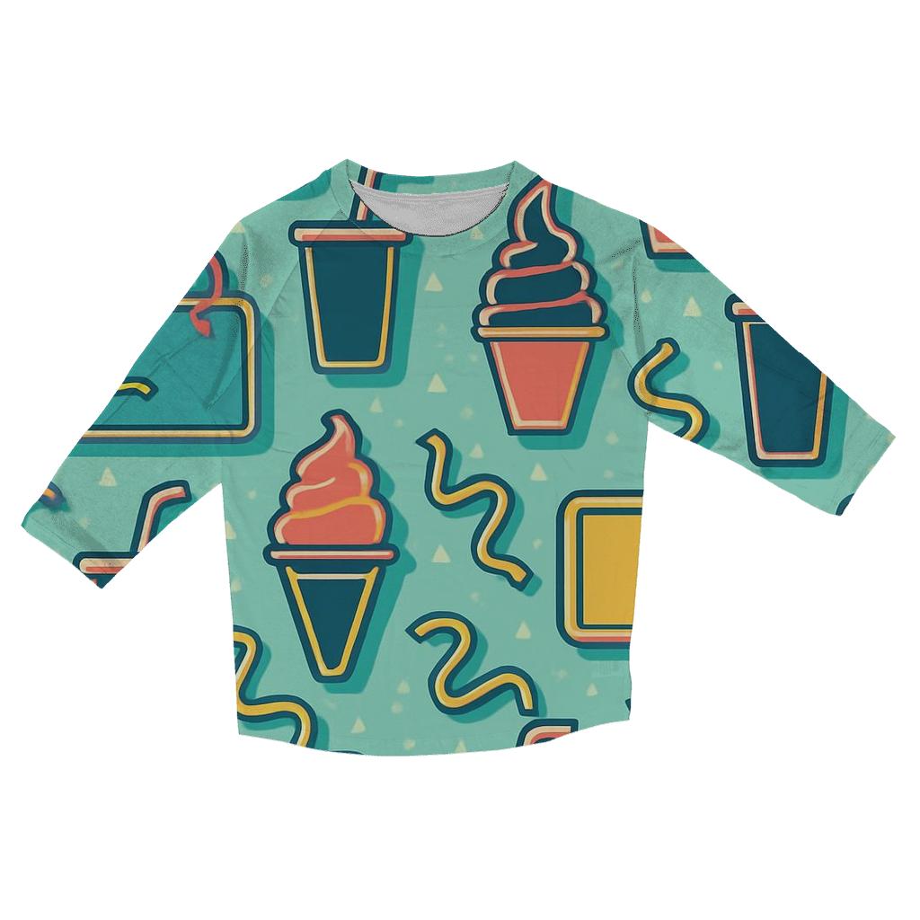 Mall Food Court Neon Pattern trendy 3/4 sleeve tops