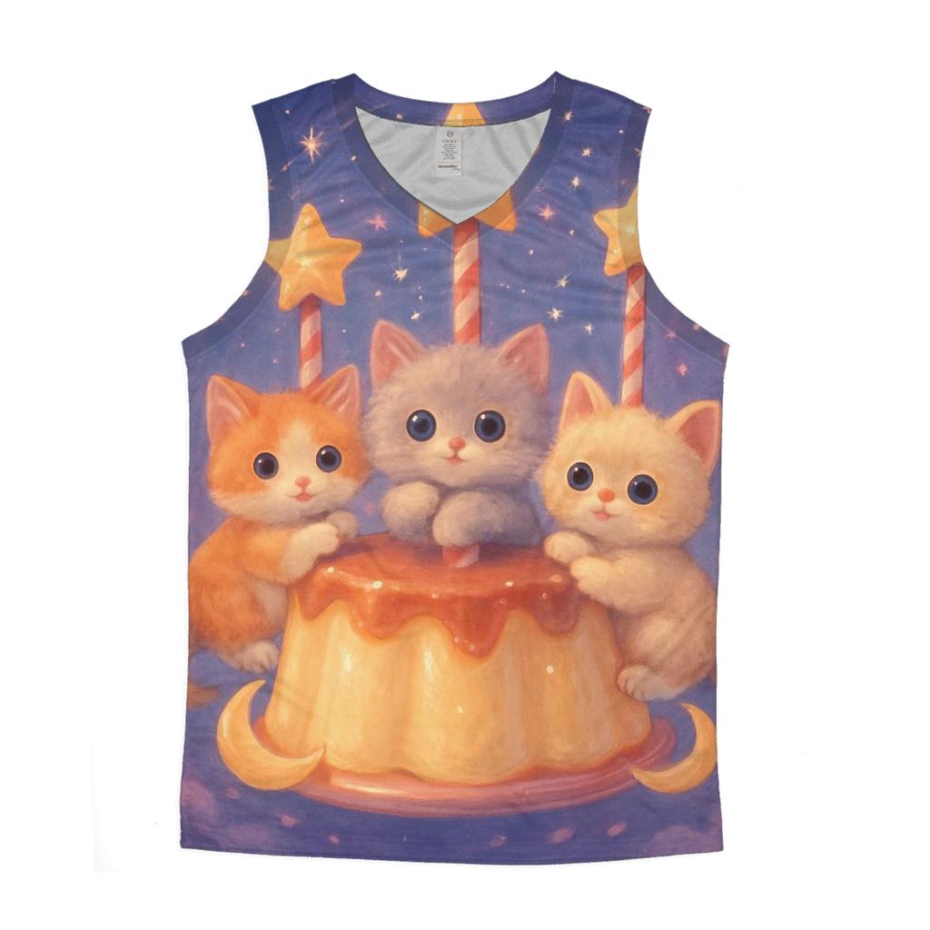 Moonlit Pudding Kitty Carousel graphic print tank tops