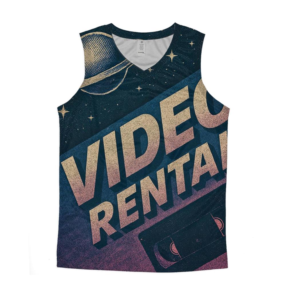 Distressed 1980s Video Store Sci Fi Rental Poster graphic print tank tops