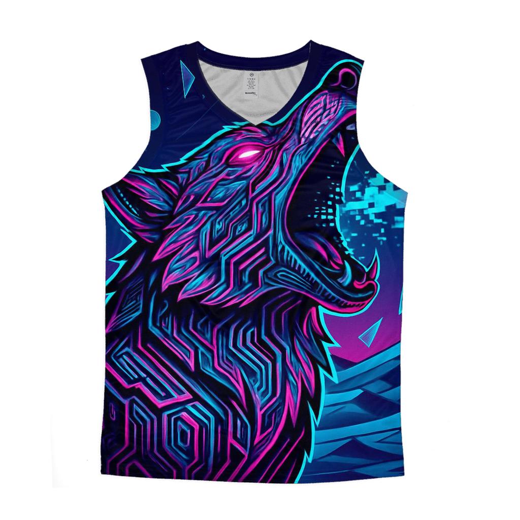 Neon Circuit Howl Over The Data Desert casual summer tank tops