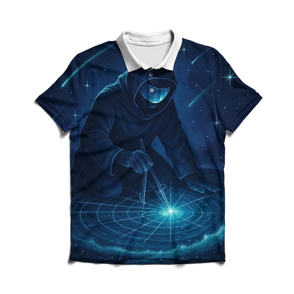 The Luminous Cartographer Of Spiral Seas premium cotton polo shirts