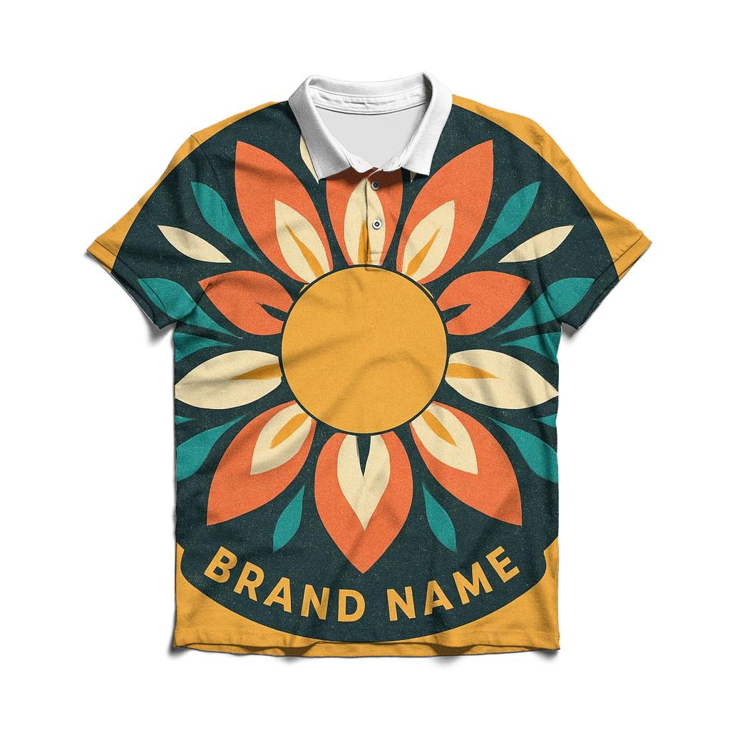 Solar Flora Collage Emblem branded logo polo shirts
