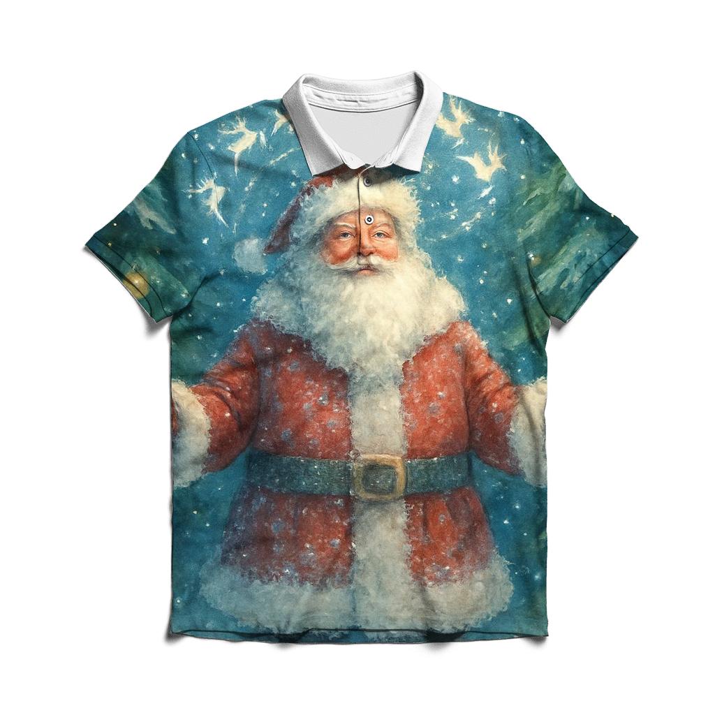 Celestial Crown Santa In Moonlit Pine Cathedral branded logo polo shirts
