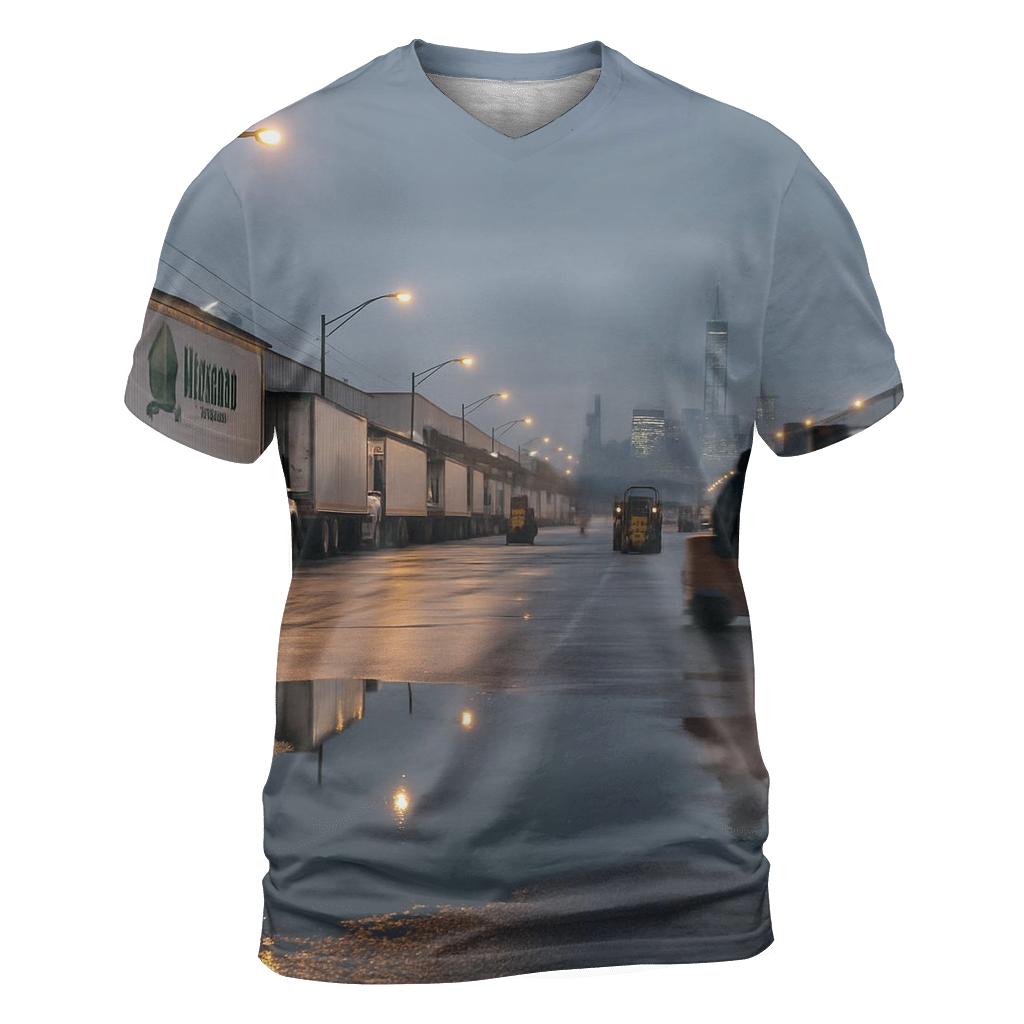 Pre Dawn Deliveries At Hunts Point With Lower Manhattan In The Distance vibrant all-over design tees