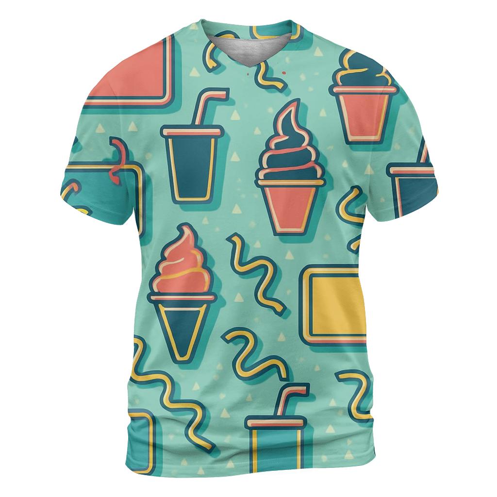 Mall Food Court Neon Pattern statement graphic shirts