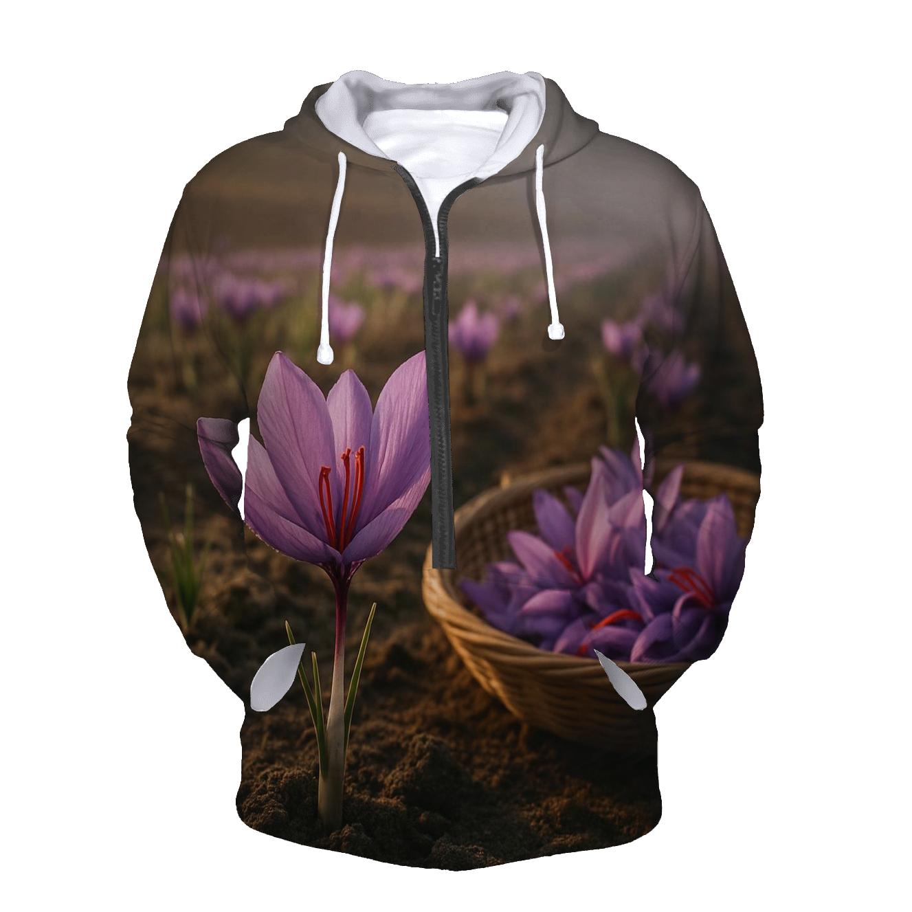 Saffron Crocus Harvest Threads In A Mountain Field printed hoodies