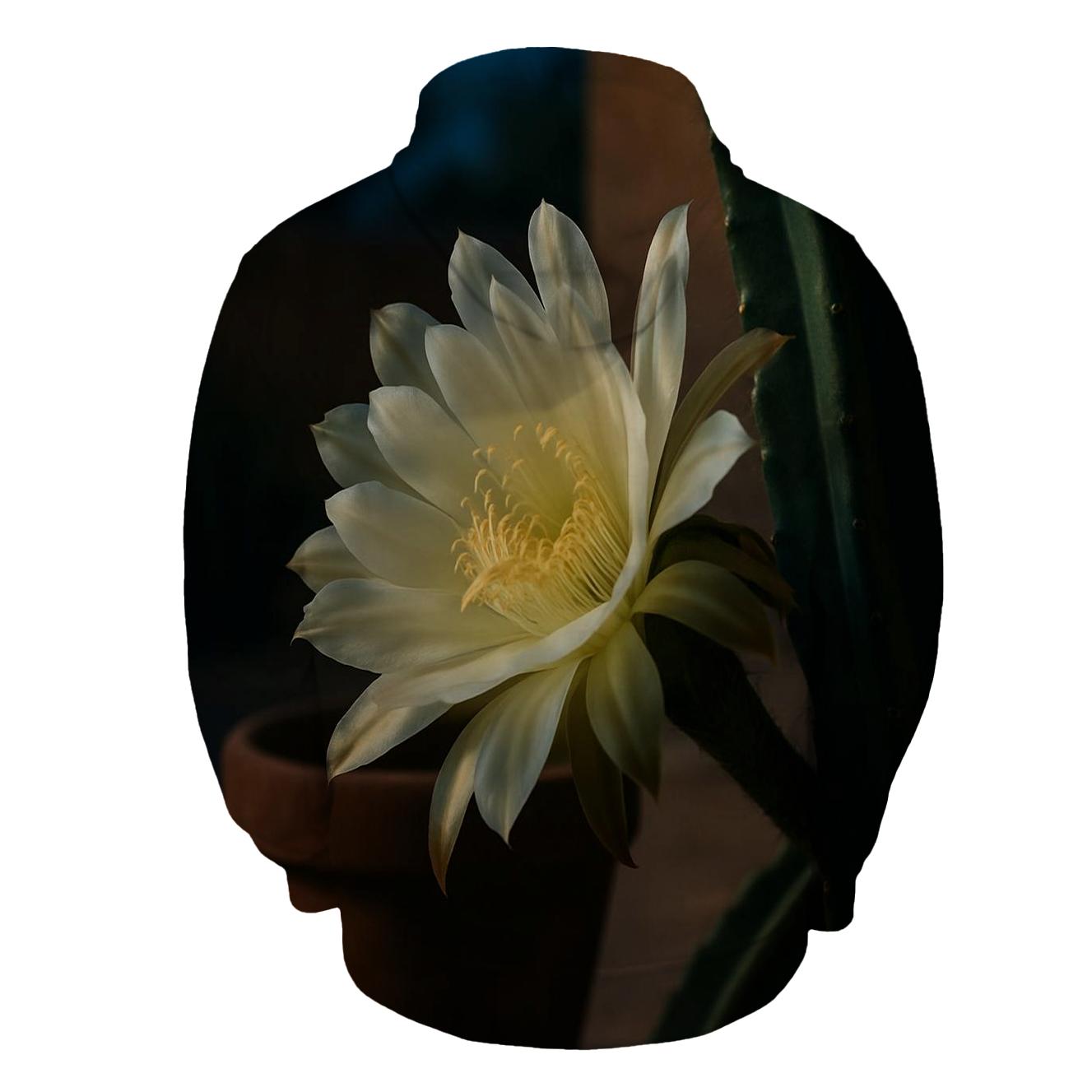 Night Blooming Cereus Opening On A Desert Patio printed hoodies