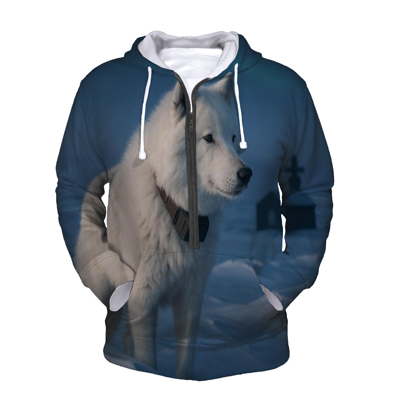Tundra Research Collar Check Wolf graphic hoodies