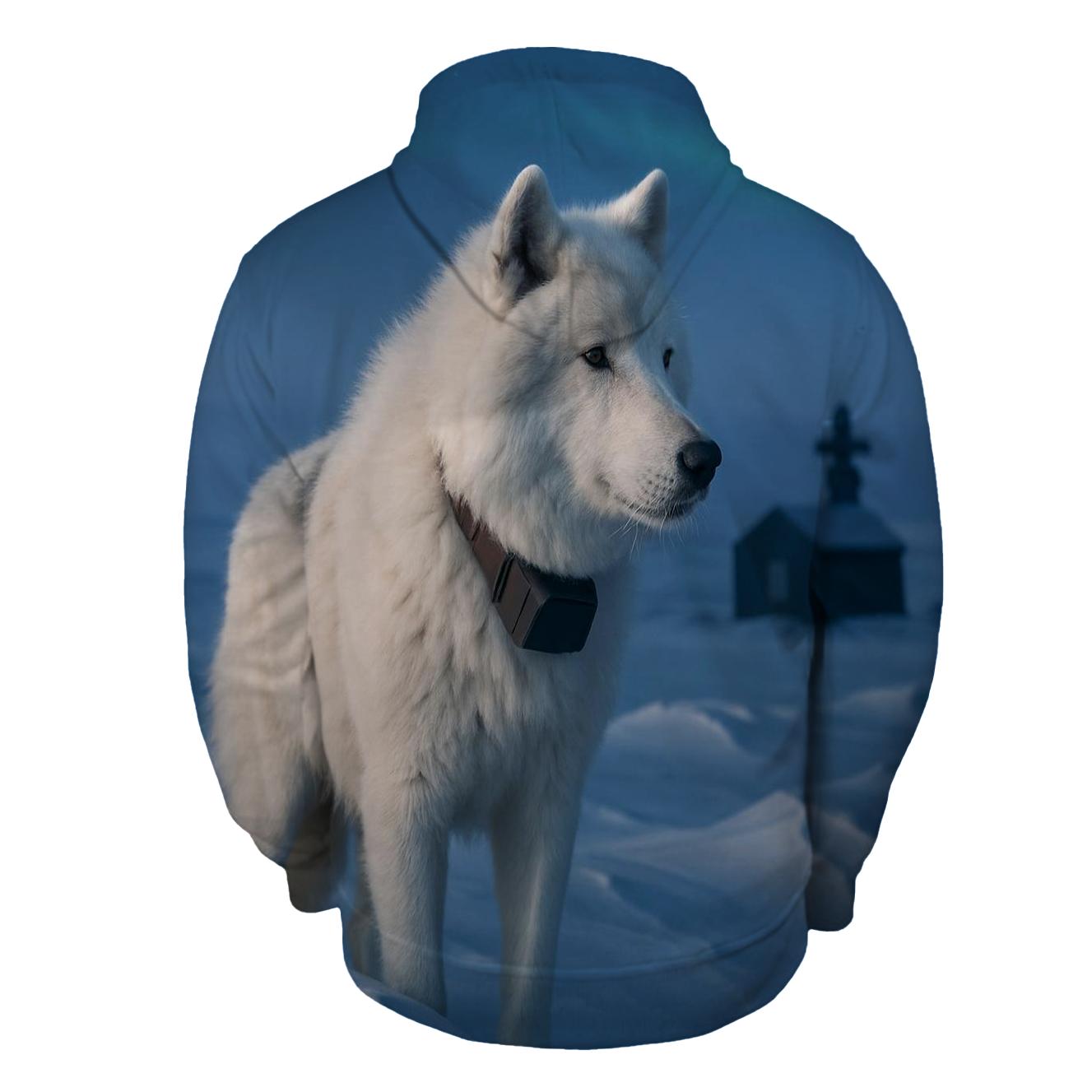 Tundra Research Collar Check Wolf graphic hoodies