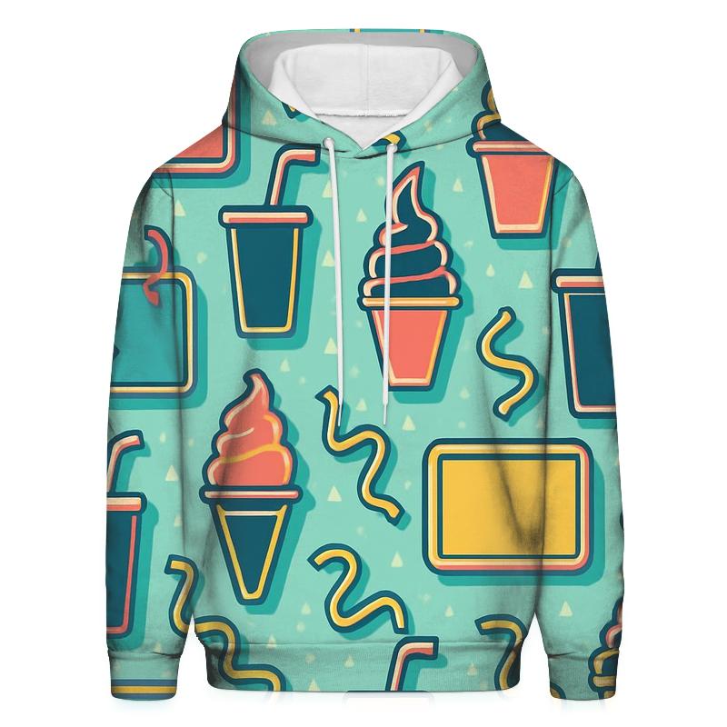 Mall Food Court Neon Pattern embroidered hoodies