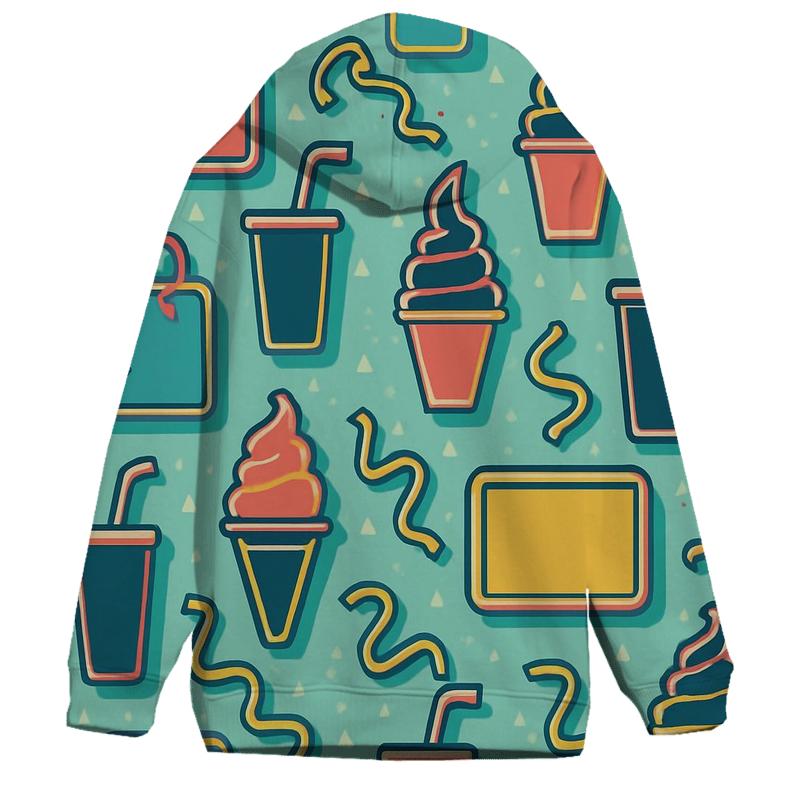 Mall Food Court Neon Pattern embroidered hoodies