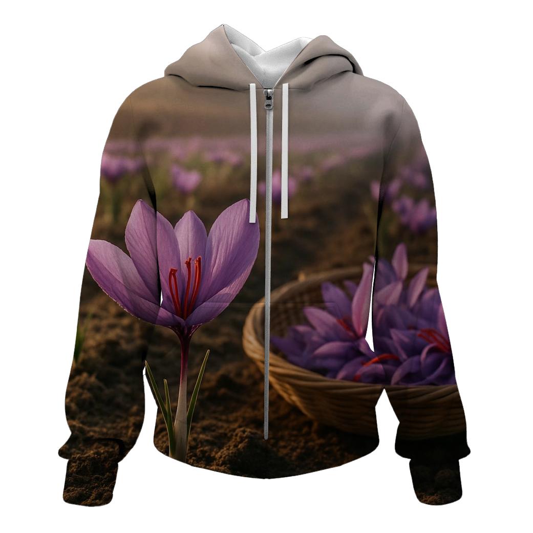 Saffron Crocus Harvest Threads In A Mountain Field printed hoodies
