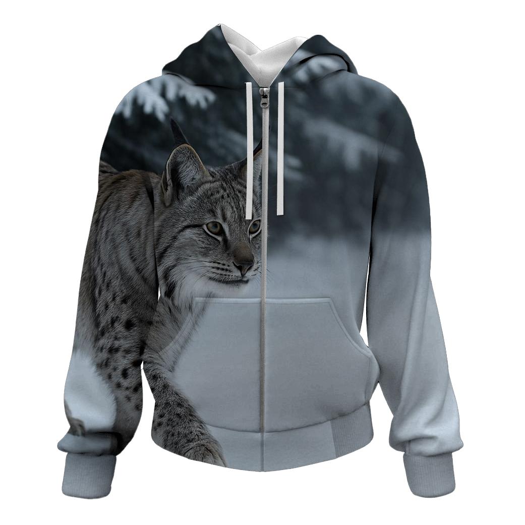 Frostline Ambush Eurasian Lynx zip-up hoodies
