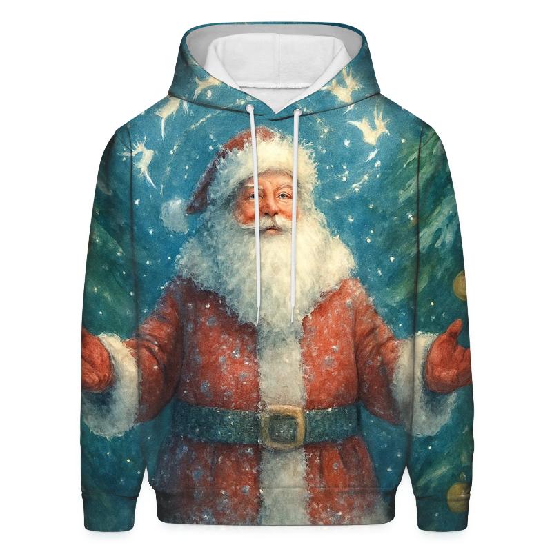 Celestial Crown Santa In Moonlit Pine Cathedral embroidered hoodies