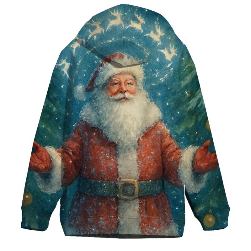 Celestial Crown Santa In Moonlit Pine Cathedral embroidered hoodies