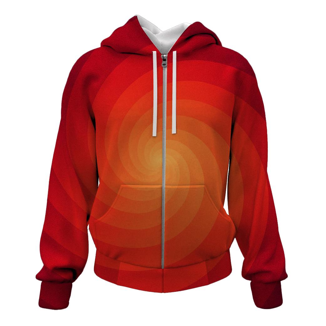 Molten Coral Vortex Gradient zip-up hoodies