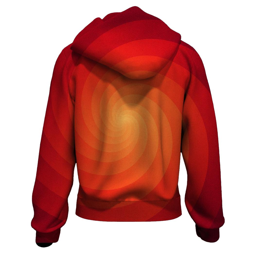 Molten Coral Vortex Gradient zip-up hoodies