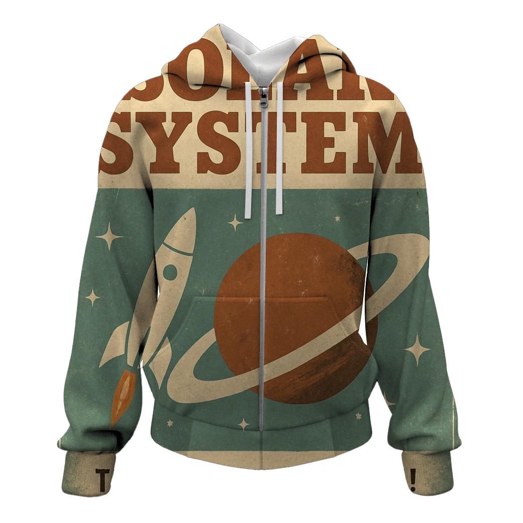 Weathered 1970s Space Tourist Brochure Cover heavyweight hoodies